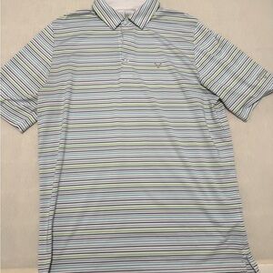 Callaway Blue and Green Striped Polo Shirt